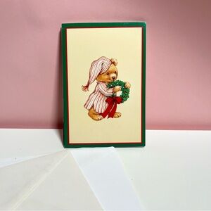 Vintage retro teddy bear stationary holiday Christmas cards